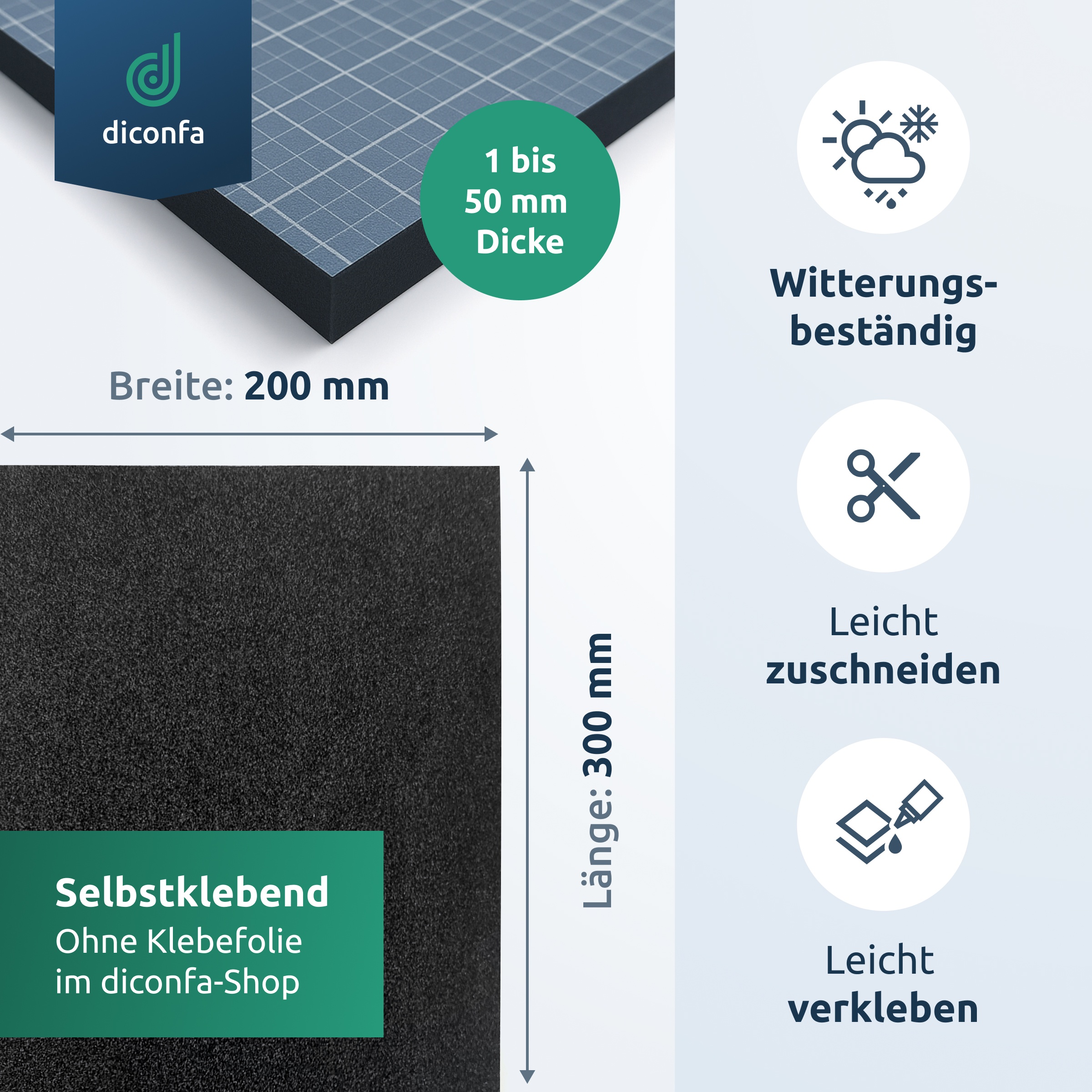 Zellkautschuk EPDM Schaumstoffplatte ca. DIN A4 - selbstklebend