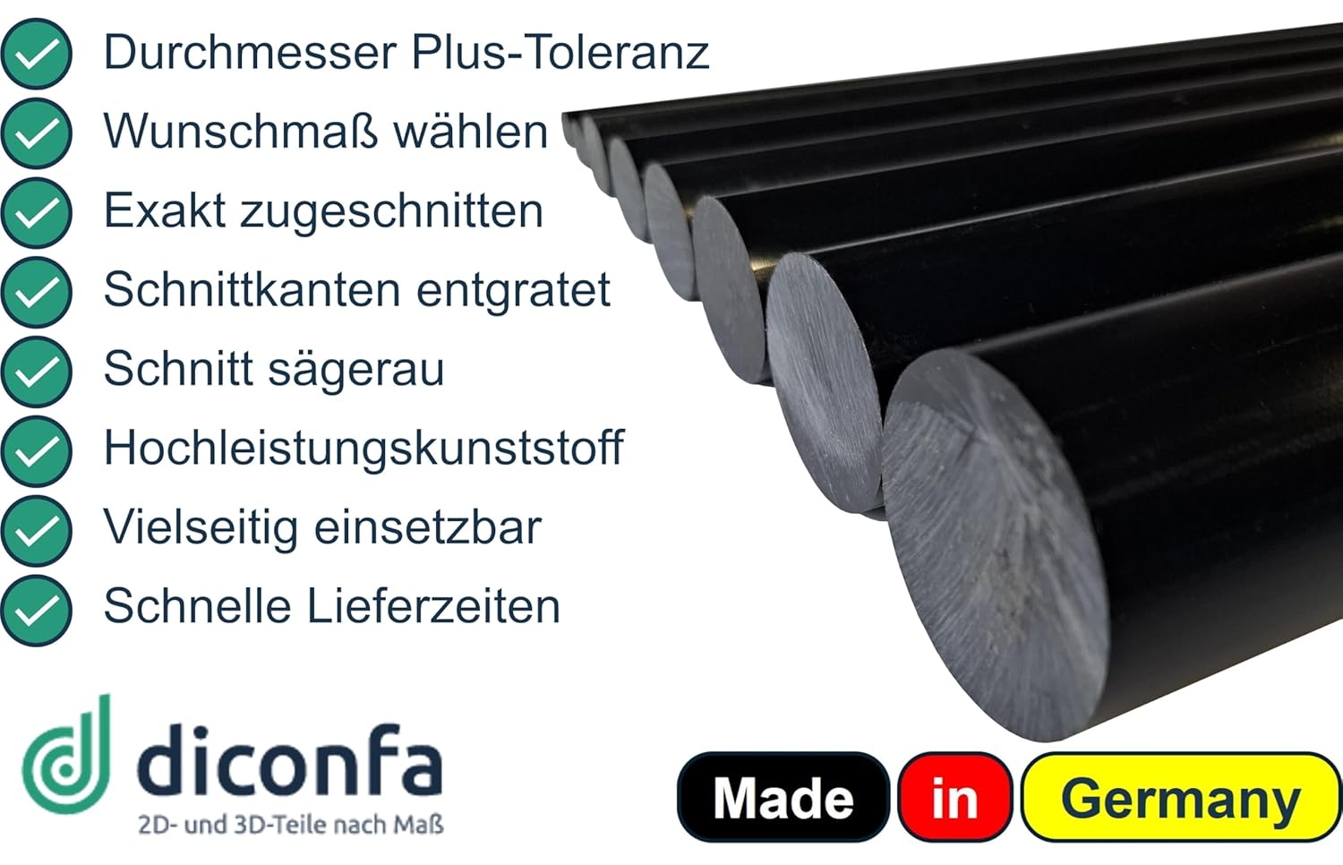 POM Rundstab schwarz nach Maß