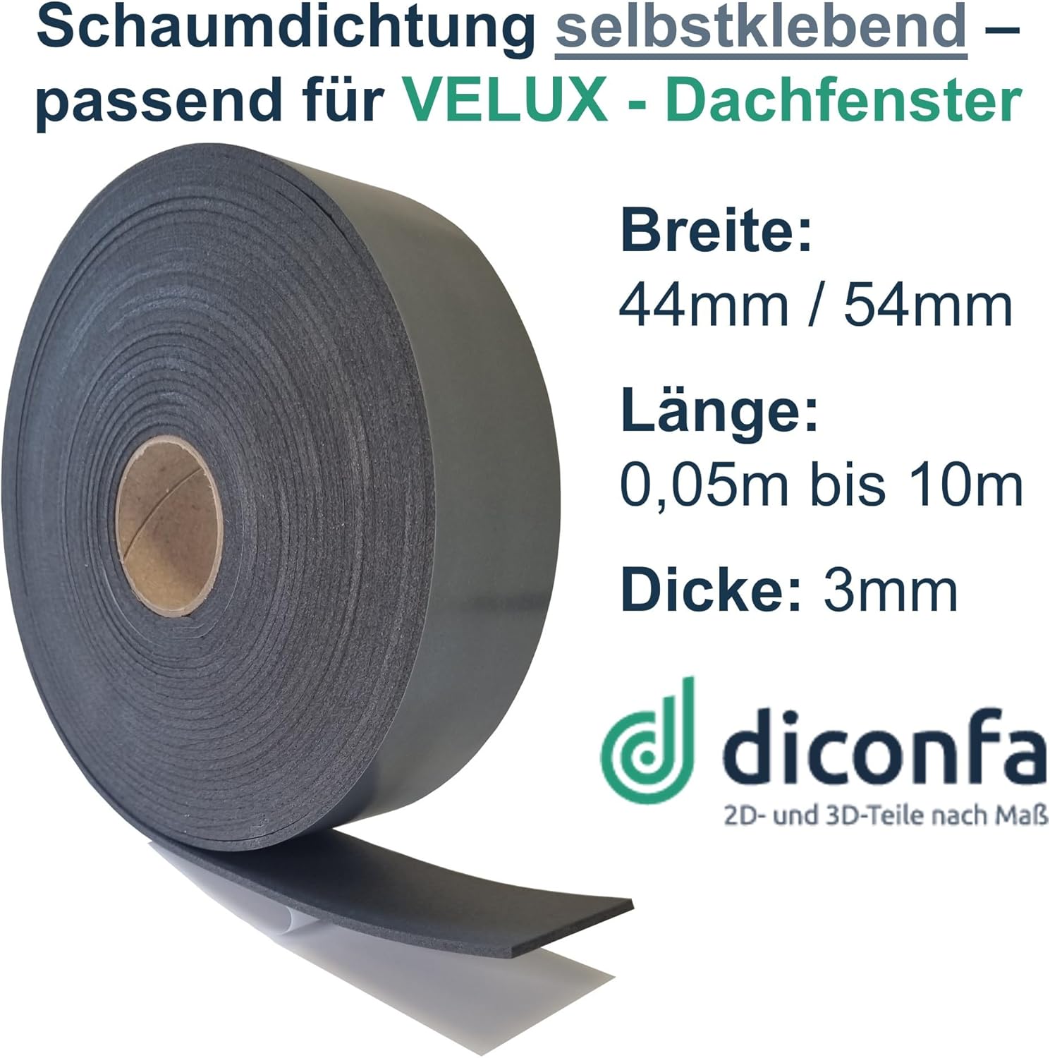 Dachfenster Dichtung grau nach Maß - kompatibel mit VELUX