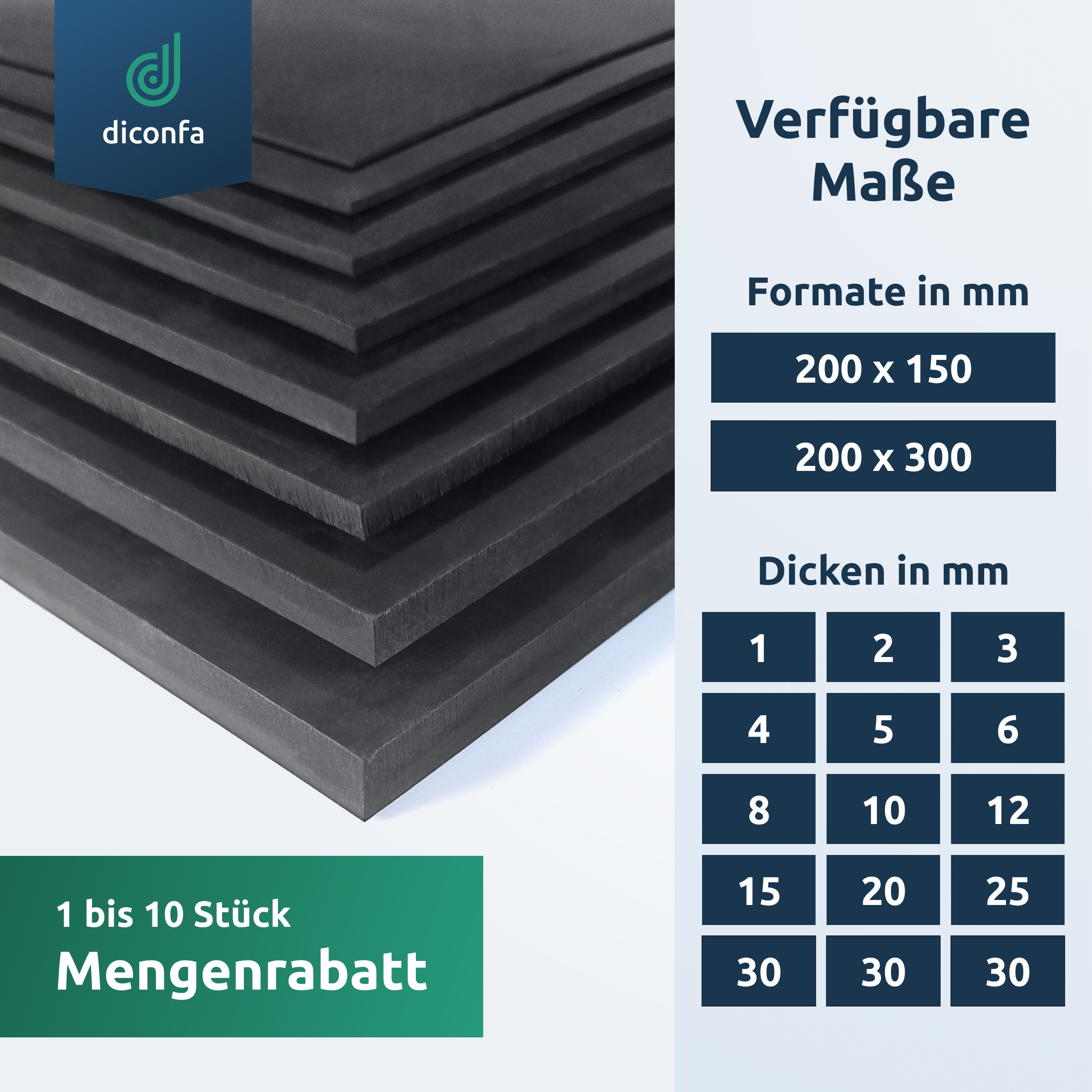 Gummimatte DIN A4 oder A5 in EPDM