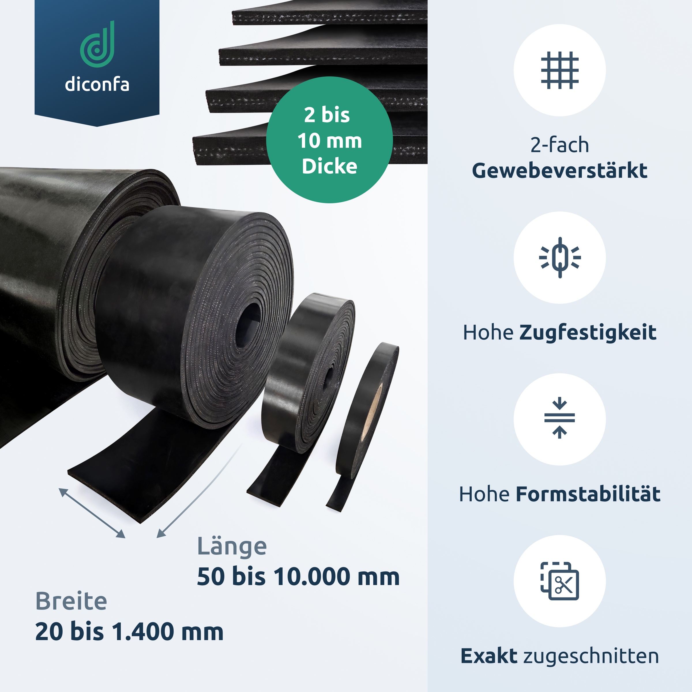 Gummimatte SBR mit Gewebeeinlage nach Maß