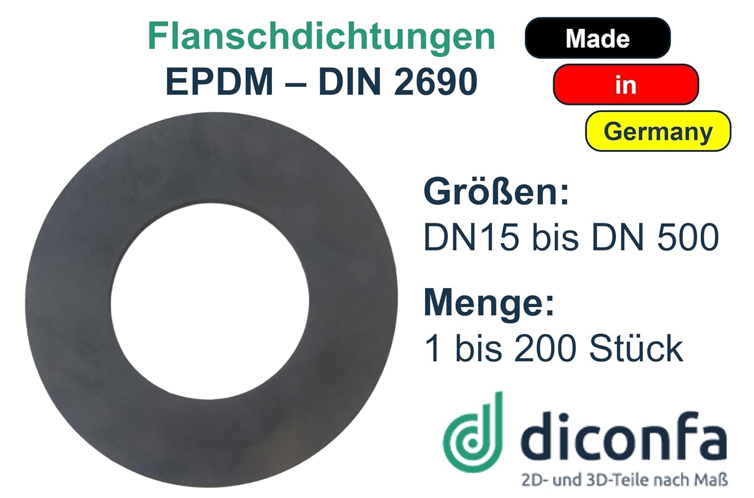 Flanschdichtung DIN 2690 Gummi EPDM nach Maß