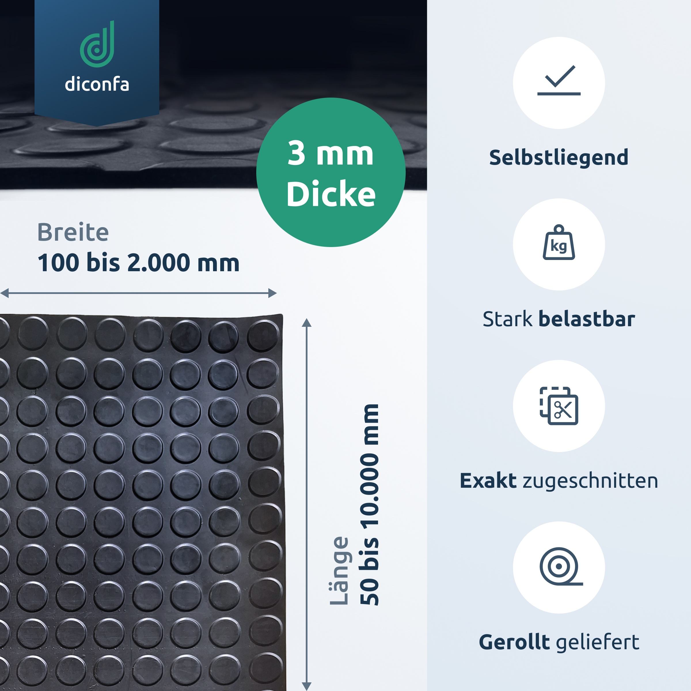 Noppenmatte Gummimatte 3 mm stark