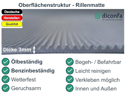 ÖLBESTÄNDIGE Feinriefenmatte 3 mm stark nach Maß