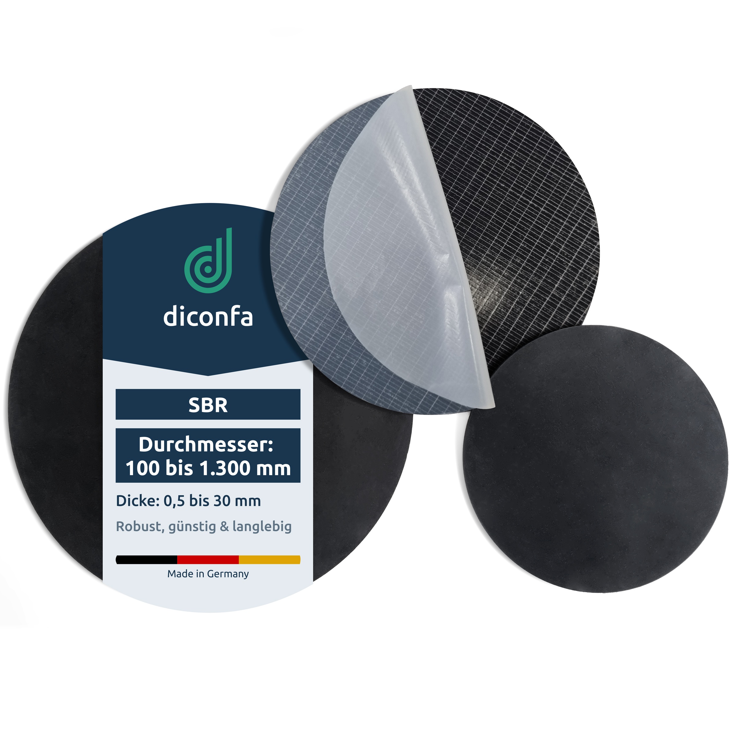 RUNDE Gummimatte SBR selbstklebend nach Maß