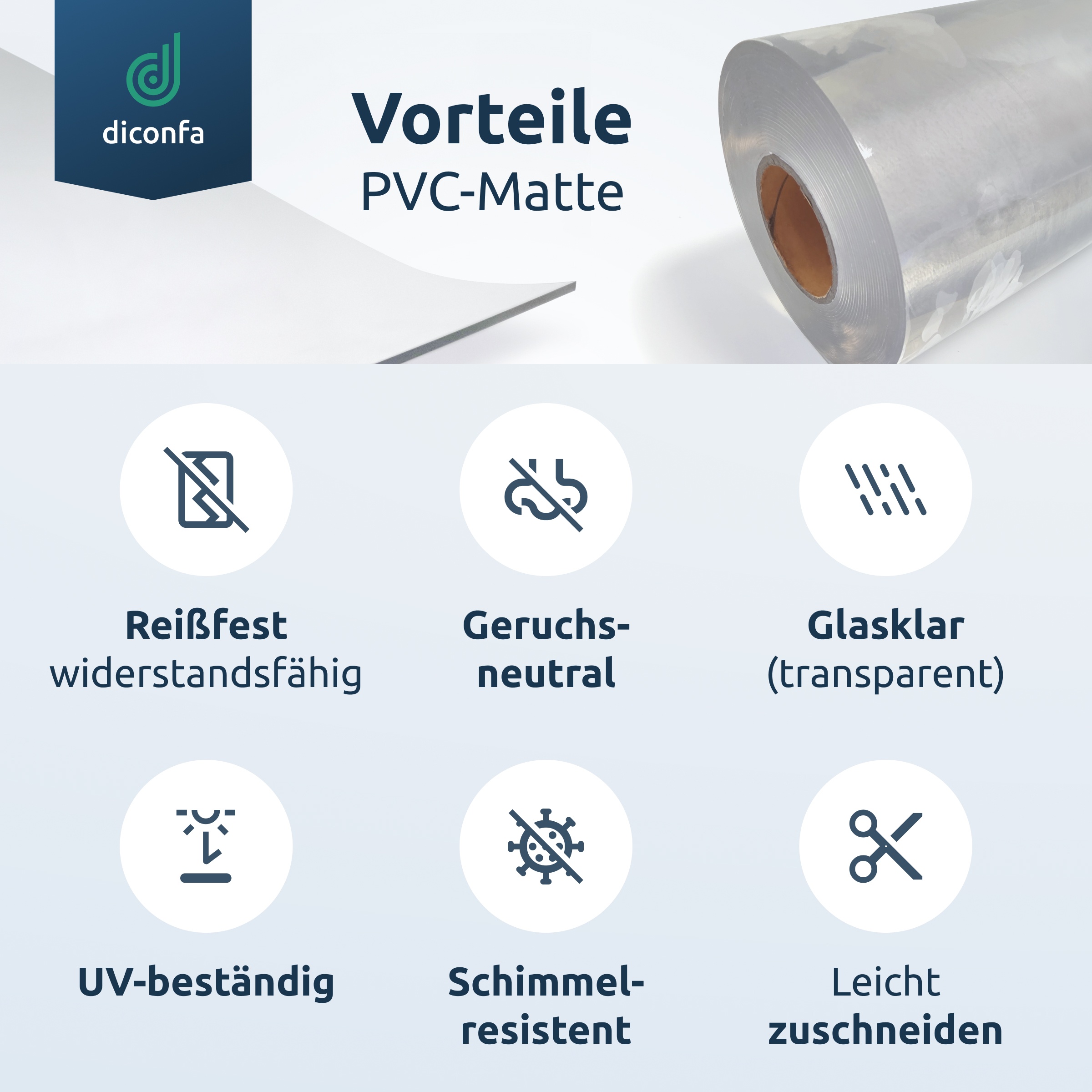 Tischfolie transparent 45 Grad V-Kante nach Maß