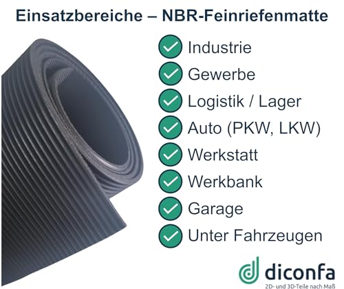 ÖLBESTÄNDIGE Feinriefenmatte 3 mm stark nach Maß