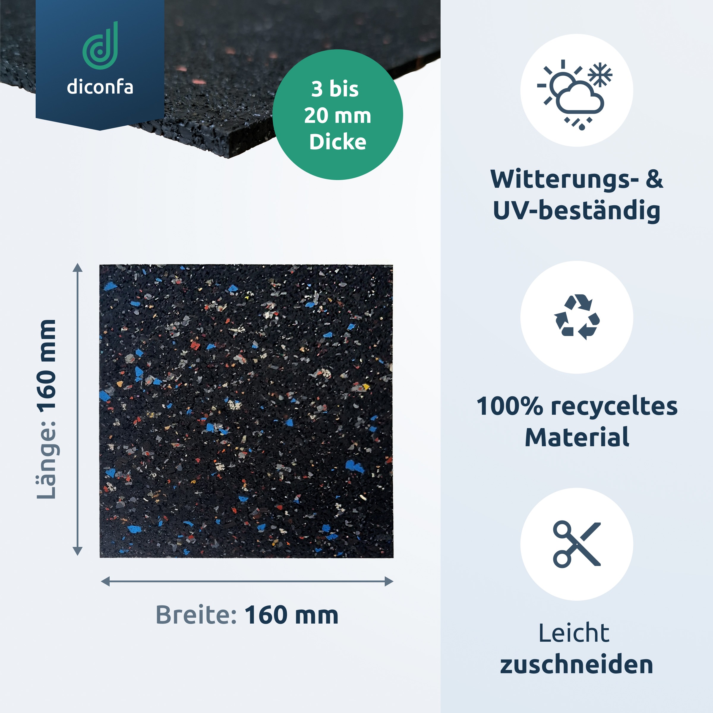 Terrassenpads Gummigranulat 160 x 160 mm