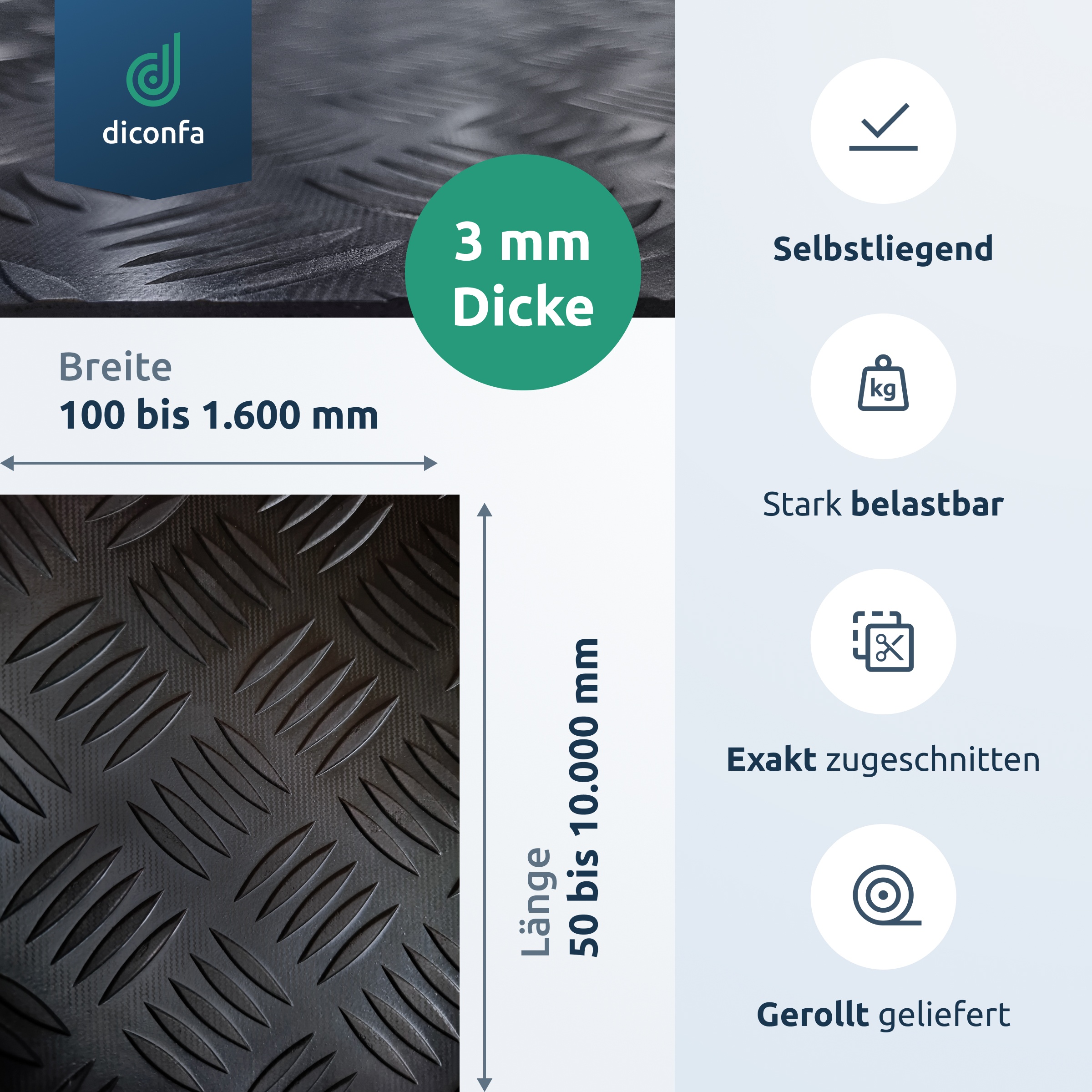 Hammerschlagmatte 3mm stark nach Maß