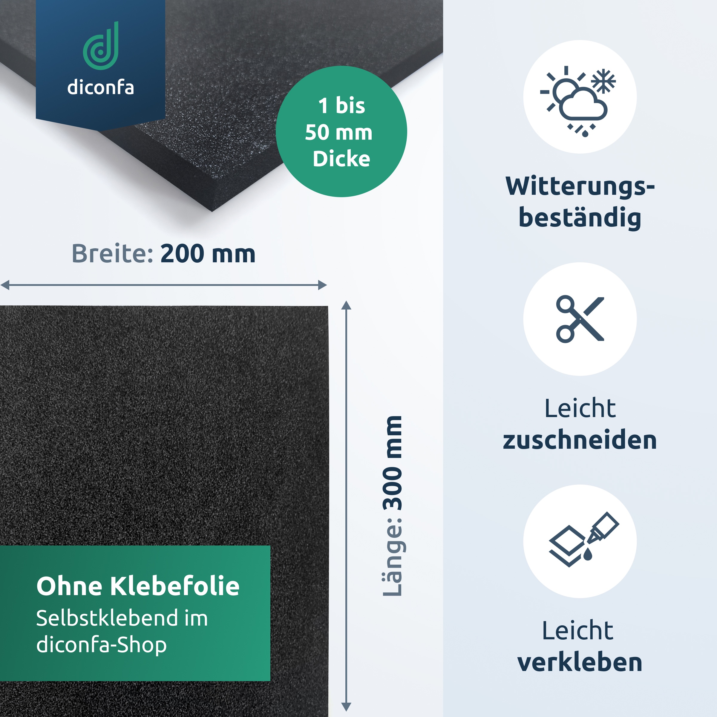 Zellkautschuk EPDM Schaumstoffplatte ca. DIN A4 - ohne Klebeseite