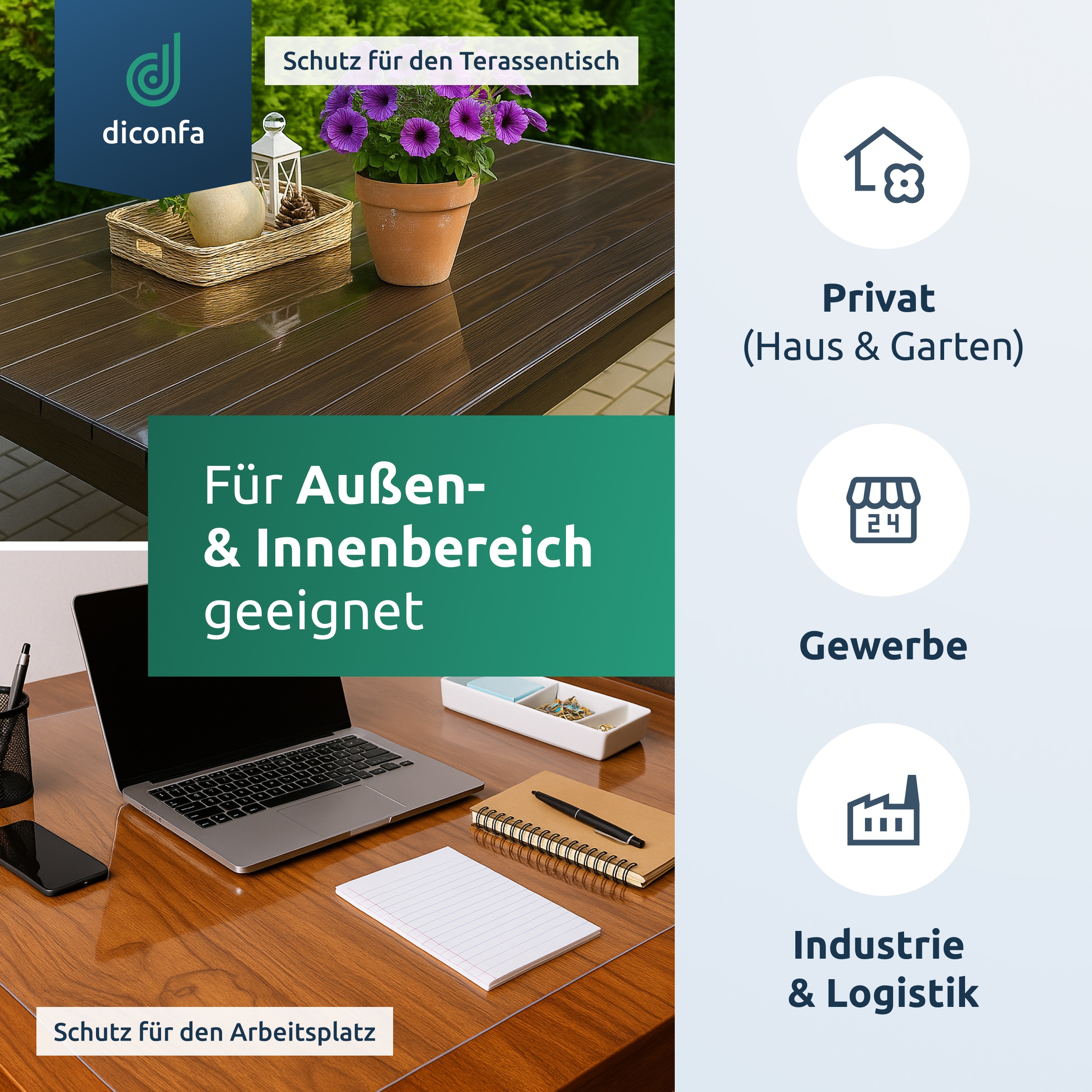 Tischfolie transparent 45 Grad V-Kante nach Maß