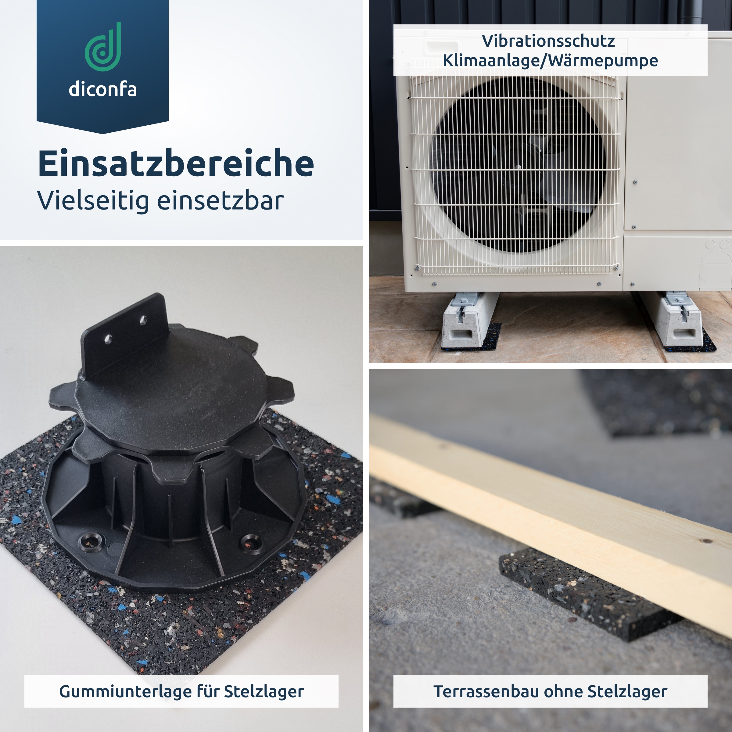 Terrassenpads Gummigranulat 200 x 200 mm