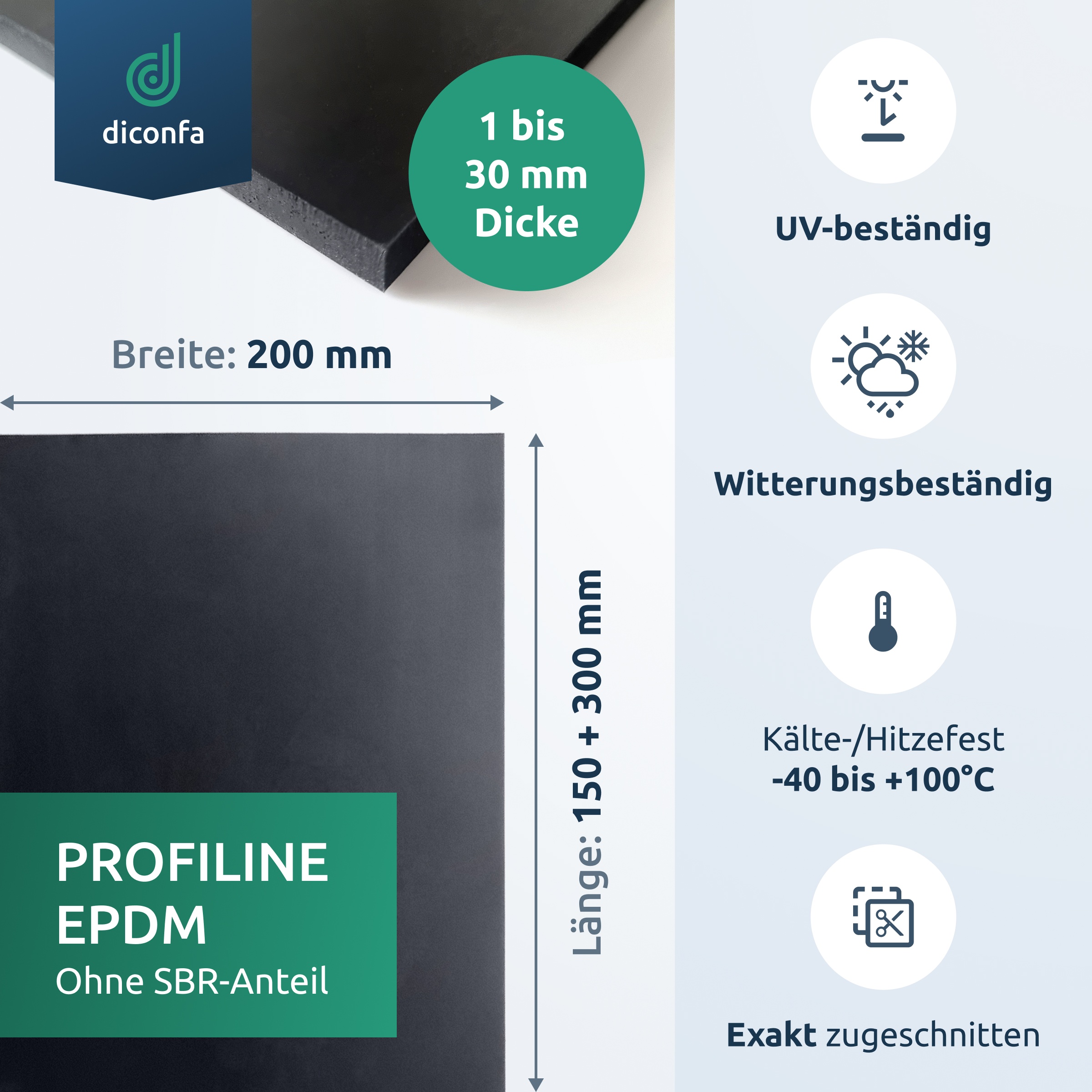 Gummimatte DIN A4 oder A5 in EPDM